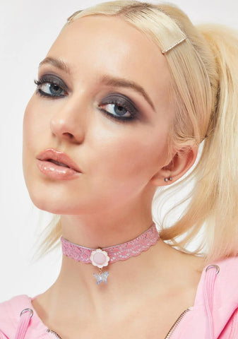Butterfly Bloom Eyelet Lace Choker