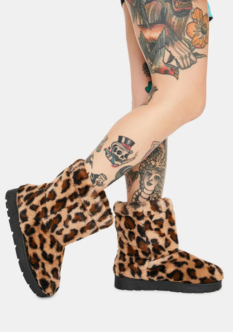 Leopard Don't Bother Me Faux Fur Boots