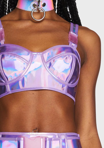 Lilac Dream Crusher Holographic Bra Top