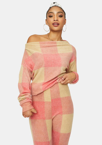All Up In My Feels Plaid Sweater Set