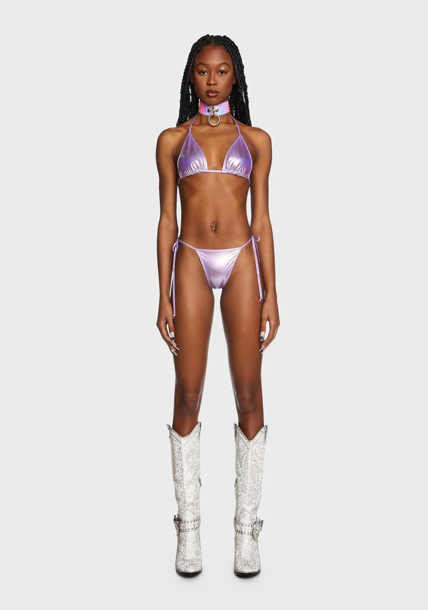 Lavender Siren Calling Metallic Bikini Set