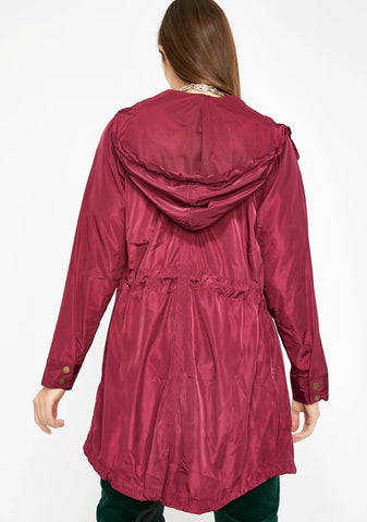 Wine Let's Runaway Anorak Jacket