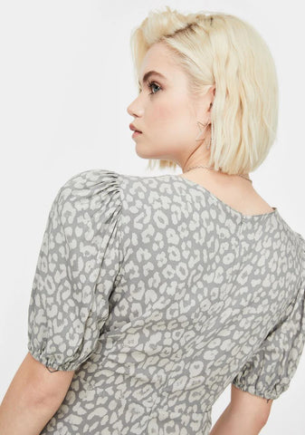 Grey Leopard Elfy Mini Dress