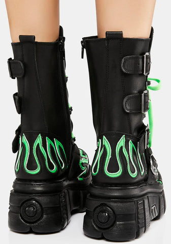 Neon Green M-Tank015-C4 Combat Boots