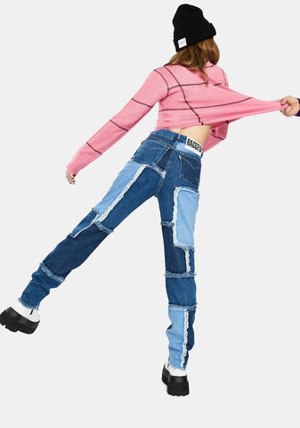 Cheat Patchwork Mom Jeans