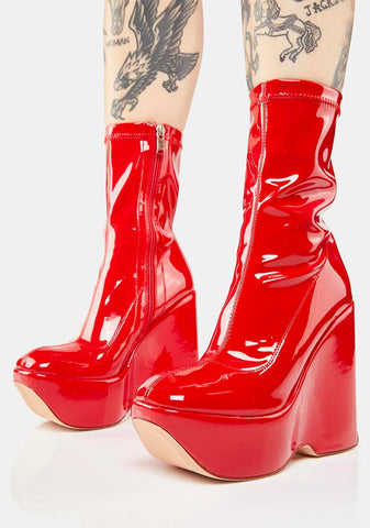 Red Amalfi Wedge Boots