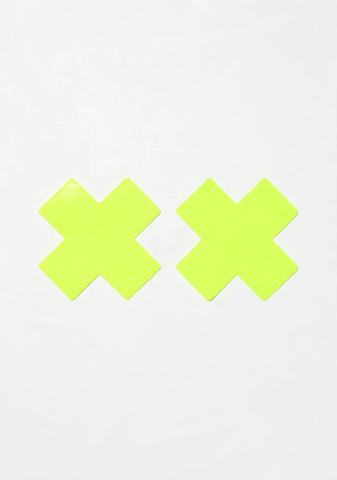 Lemon Fruitella Wet Vinyl Cross Pasties