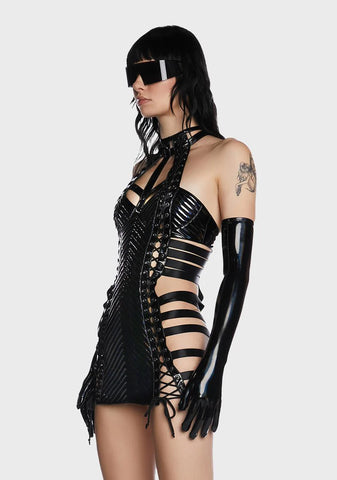 Rude Awakening Mini Dress - Black Holo