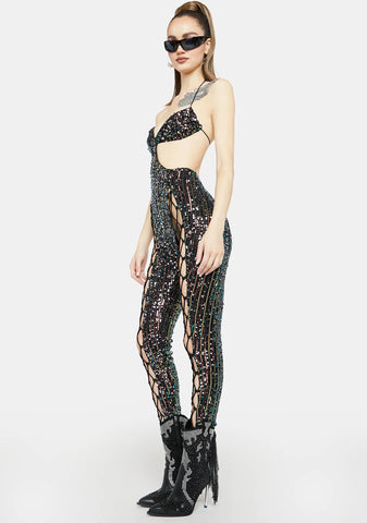 Midnight Shoot Your Shot Sequin Jumpsuit