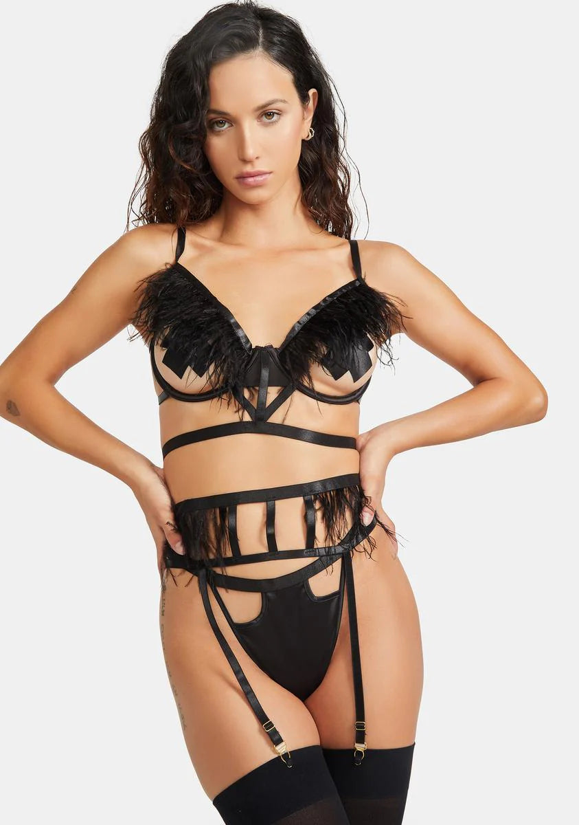 Ink Classy Rules Feather Lingerie Set