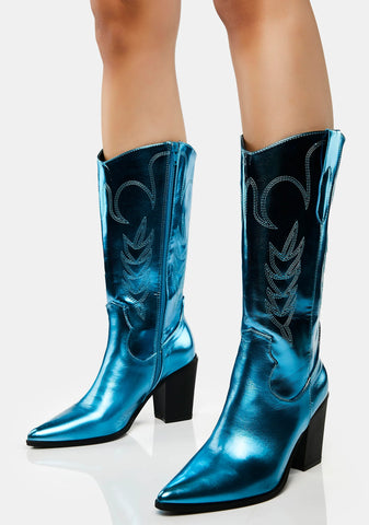 Turquoise Got Range Metallic Cowboy Boots