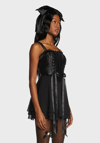 Dark Earth Angel Satin Dress