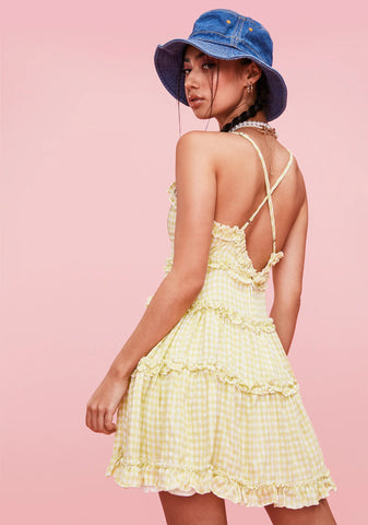 Lime Practically Perfect Gingham Mini Dress