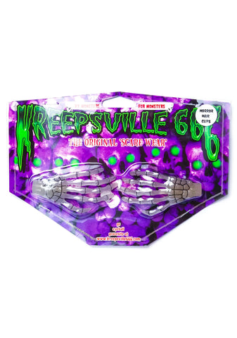 Skeleton Bone Hands Hair Slides - Pink