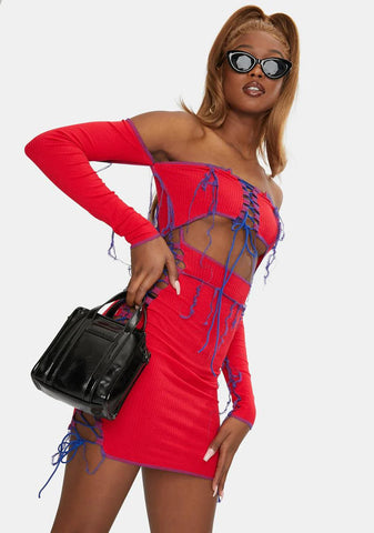 Cherry I Bodied That Lace-Up Mini Dress