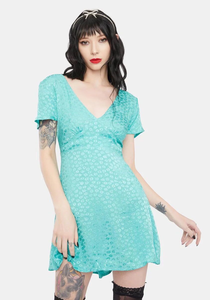 Turquoise Floral Elara Mini Dress