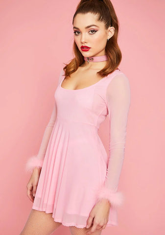 Blush Flirty Lifestyle Marabou Flare Dress