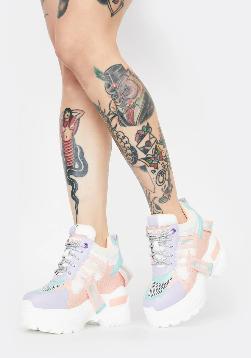 Pastel Rainbow Oval Platform Sneakers