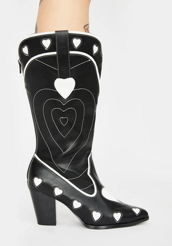 White Heart Space Cowgirl Boots