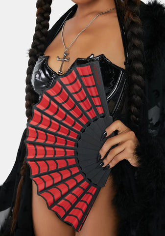 Red Spiderweb Scallop Fan