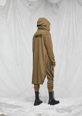 Synth Unisex Washed Olive Long Zip-Up Hoodie