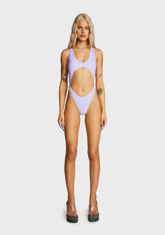 Atypical Summer One Piece Swimsuit - Light Purple