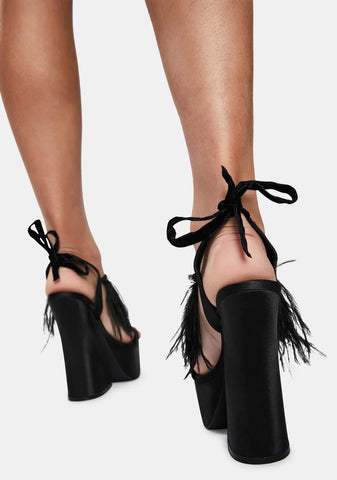 Noir Turn Up The Glam Feather Heels