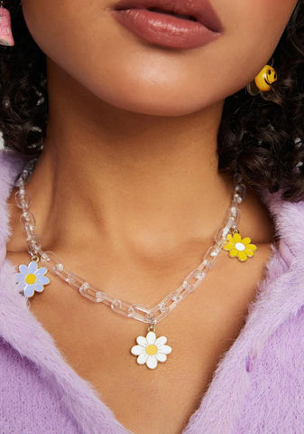 Let's Get Groovy Clear Floral Chain Necklace