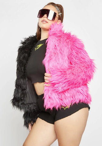 Real Sweet Balancing Act Faux Fur Jacket