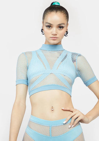 Sky Heavy Bass Drop Fishnet Crop Top