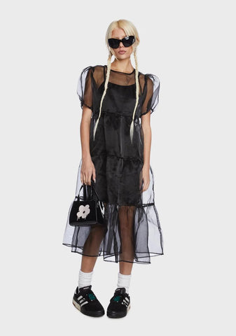 Tiered Organza Midi Dress