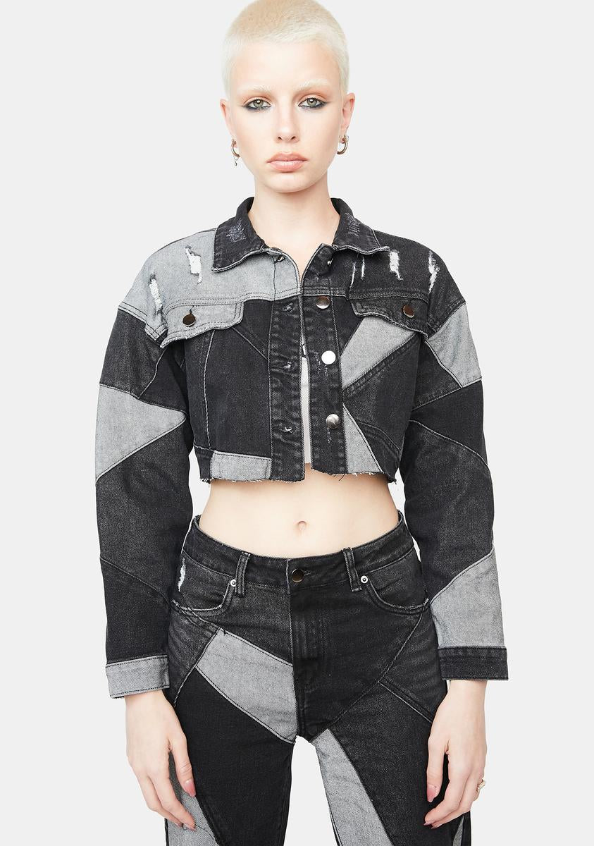 Slick Always Wonder Patchwork Denim Cropped Jacket