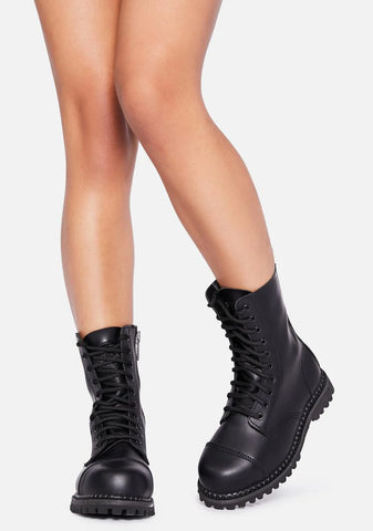 Vegan Leather Amped Up Lace Up Boots