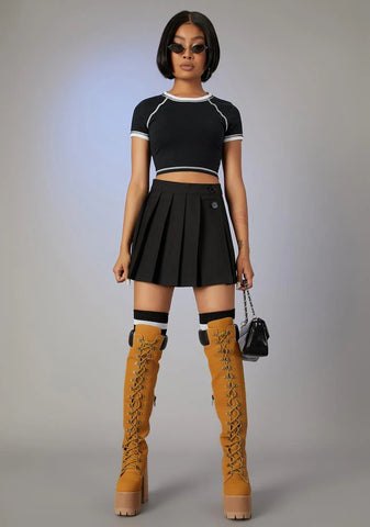 International Flights Pleated Skirt