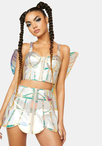 Butterfly Supreme Holographic Mini Skirt