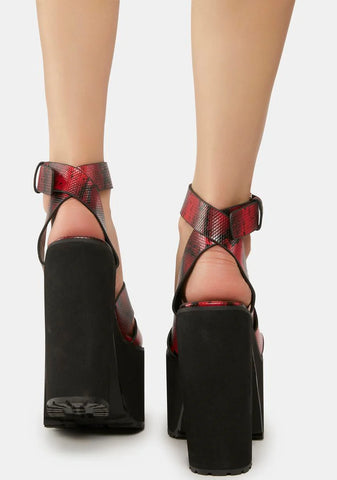 Red Lyric Platform Heels