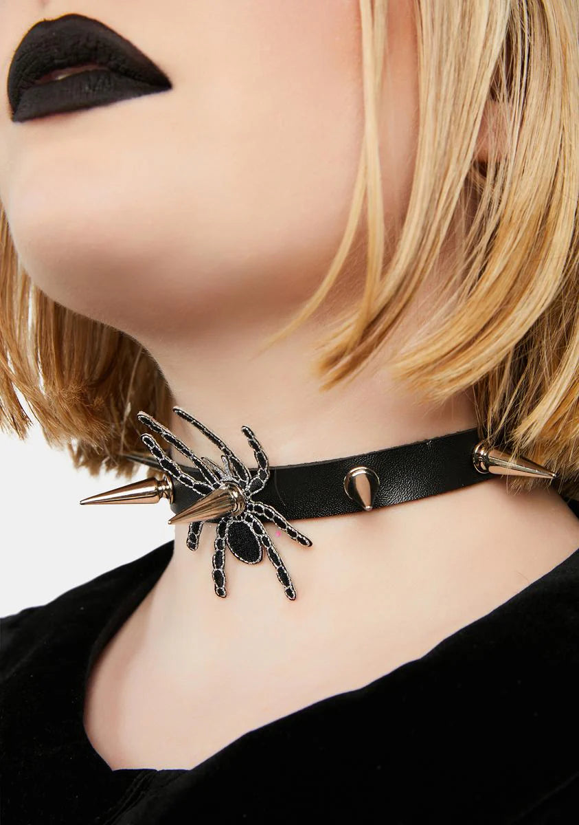 Haunting Cobwebs Spiked Spider Choker