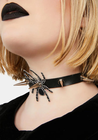 Haunting Cobwebs Spiked Spider Choker