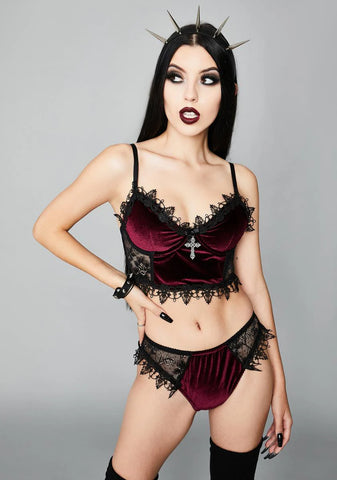 Crimson Morphine Eyes Velvet Panties