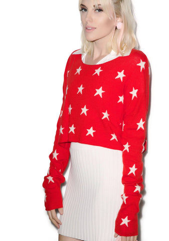 Starlight Cropped Billy Sweater - Dark Pink