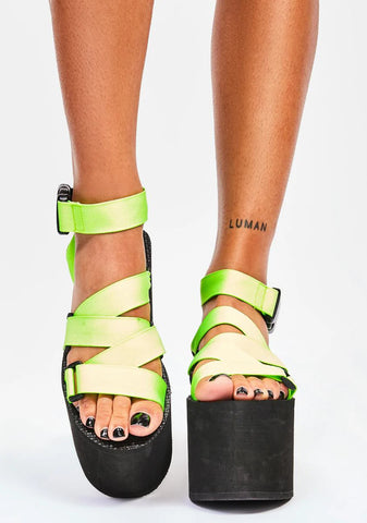 Yellow Lullaby Platform Sandals