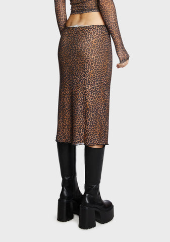 Rujha Midi Skirt - Mesh Rar Leopard