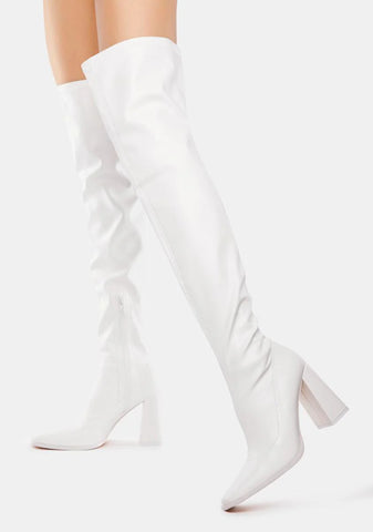 White Patent Walkin' It Off Thigh-High Boots
