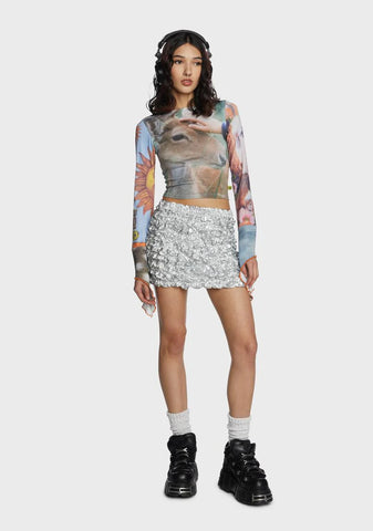 Platinum Poppin' Off Mini Skirt