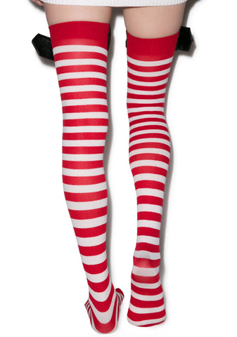 Santa Striped Thigh Highs