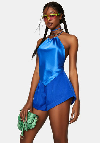 Blue In Bloom Mini Shorts