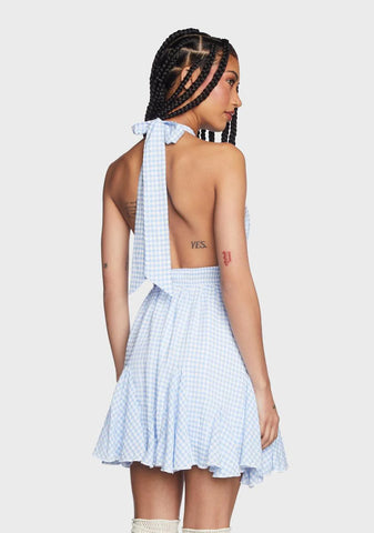 Sky Making Plans Gingham Dress