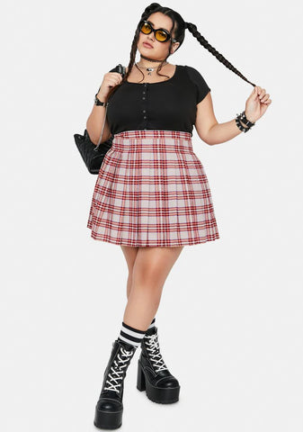 Plus Beige Miss Popular Pleated Skirt