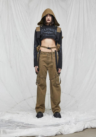 Synth Unisex Cargo Overalls With Attached Backpack