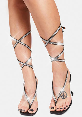 Malibu Rhinestone Wrap Heels
